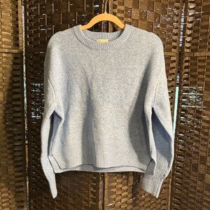 ASOS Design Boxy Crew Neck Sweater Jumper with Side Split Detail in Blue